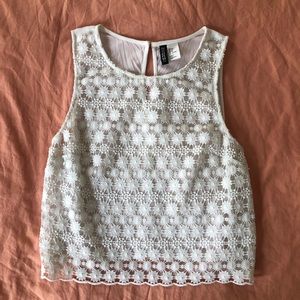 white crochet crop top